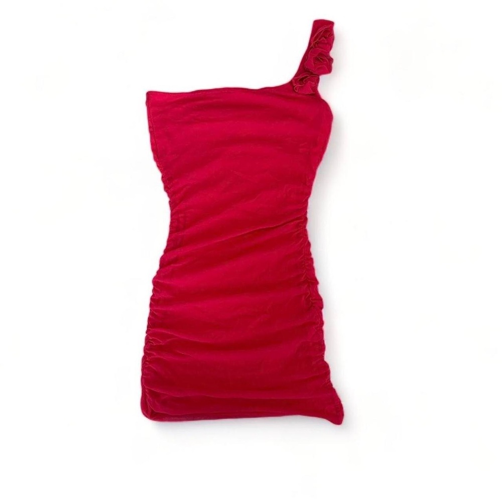 Asymmetrical Ruched Mini Dress